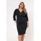 Dress midi V-neck zipper crepe Black