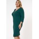 Dress midi V-neck zipper crepe cypressgreen