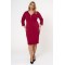 Dress midi V-neck zipper crepe Bordeaux