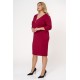 Dress midi V-neck zipper crepe cherry 