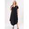 Dress with inverted pleat in the front viscose short sleeve Black