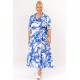 Dress  with belt and buttons printed Blue