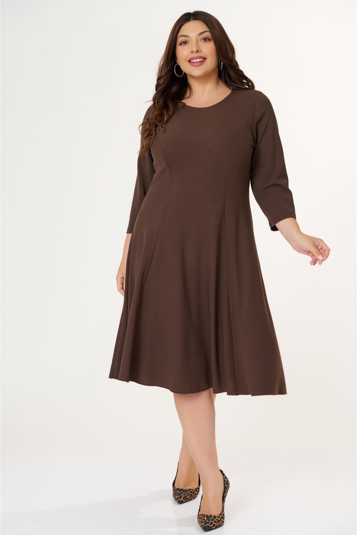 Dress clos  midi Crep Brown