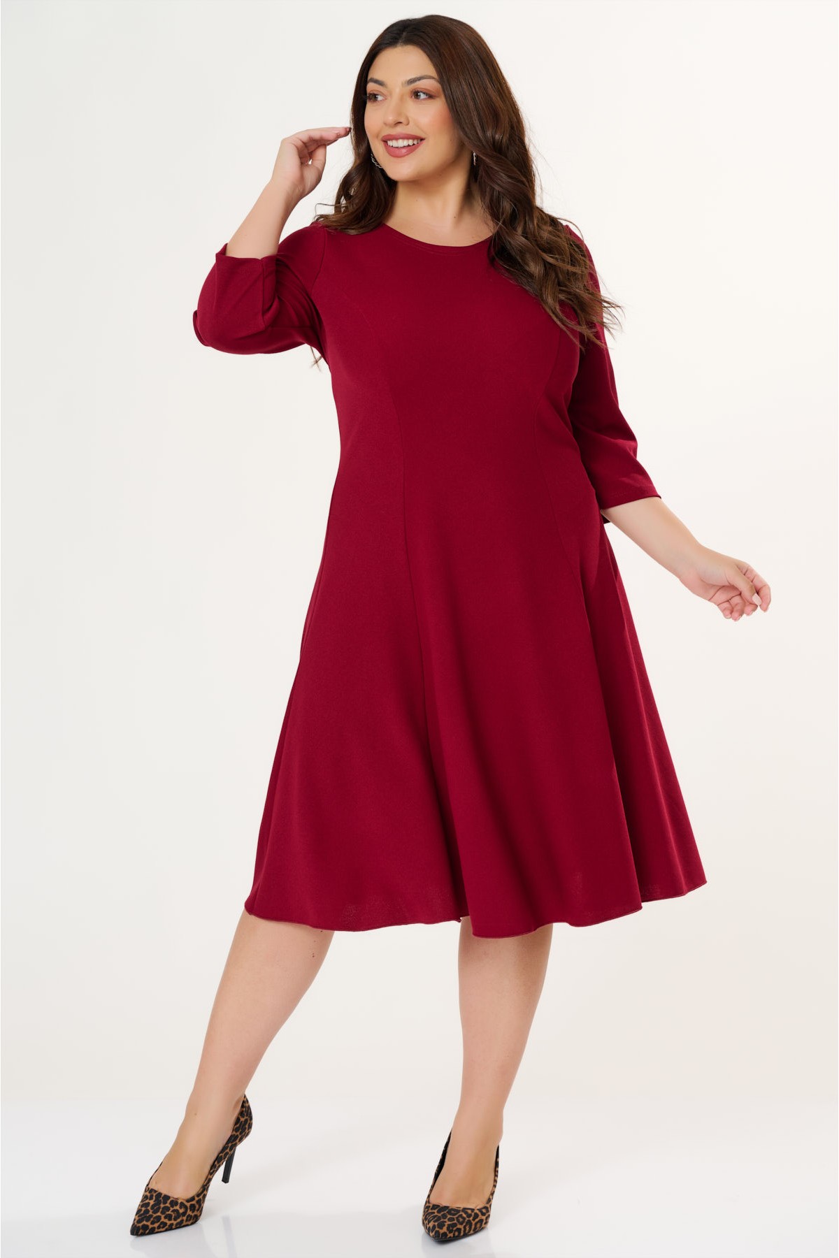 Dress clos  midi Crep Bordeaux