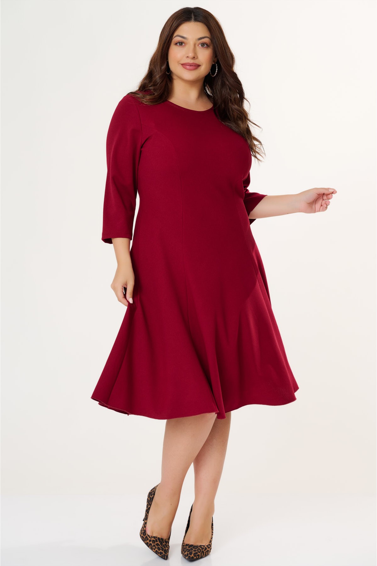 Dress clos  midi Crep Bordeaux