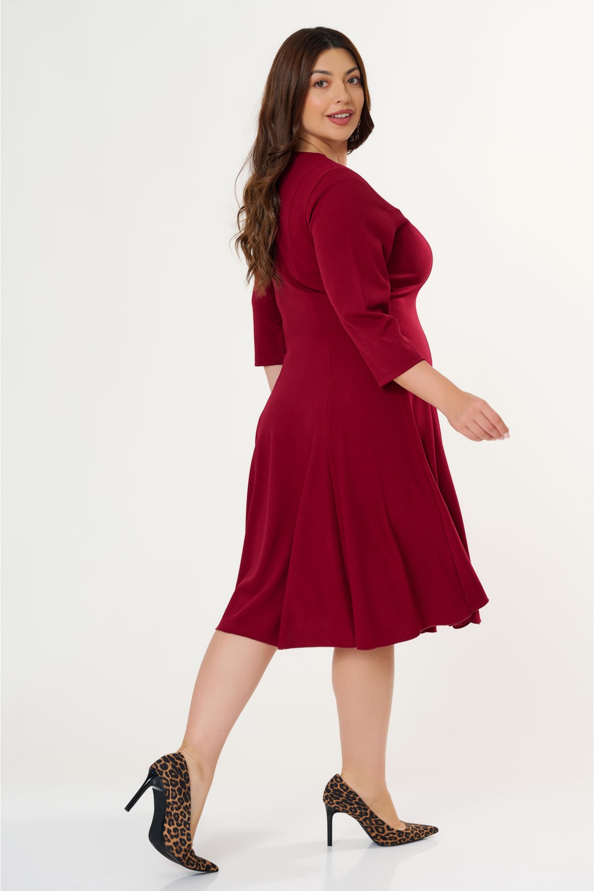 Dress clos  midi Crep Bordeaux