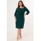 Dress midi crepe with pleats in the front Cypressgreen