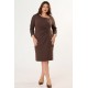 Dress midi crepe with pleats in the front Brown