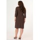 Dress midi crepe with pleats in the front Brown