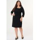 Dress midi crepe with pleats in the front Black