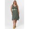 Dress midi  viscose sleeveless with pointed hem khaki