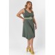 Dress midi  viscose sleeveless with pointed hem khaki