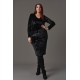 Dress velvet pencil v neck black