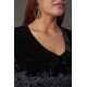 Dress velvet pencil v neck black