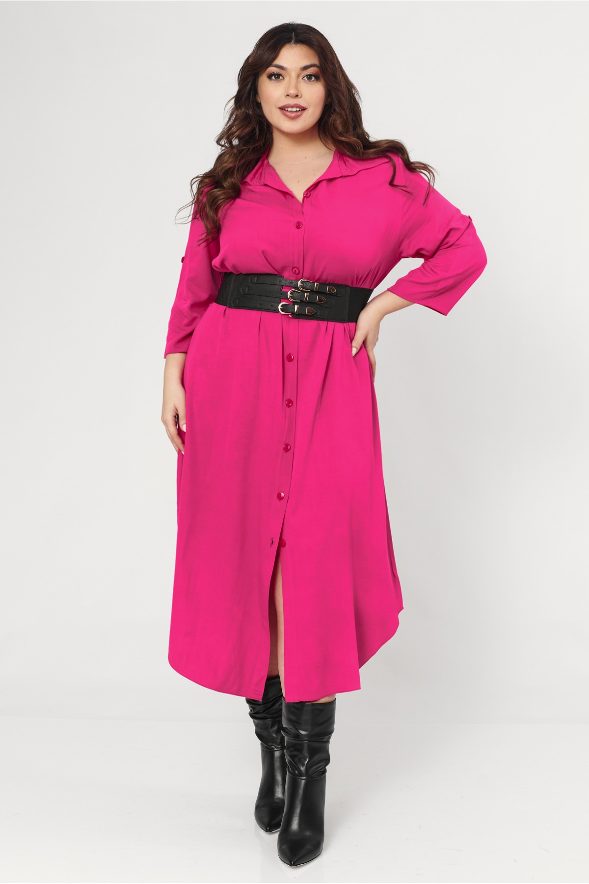 Shirt dress viscose fuchsia