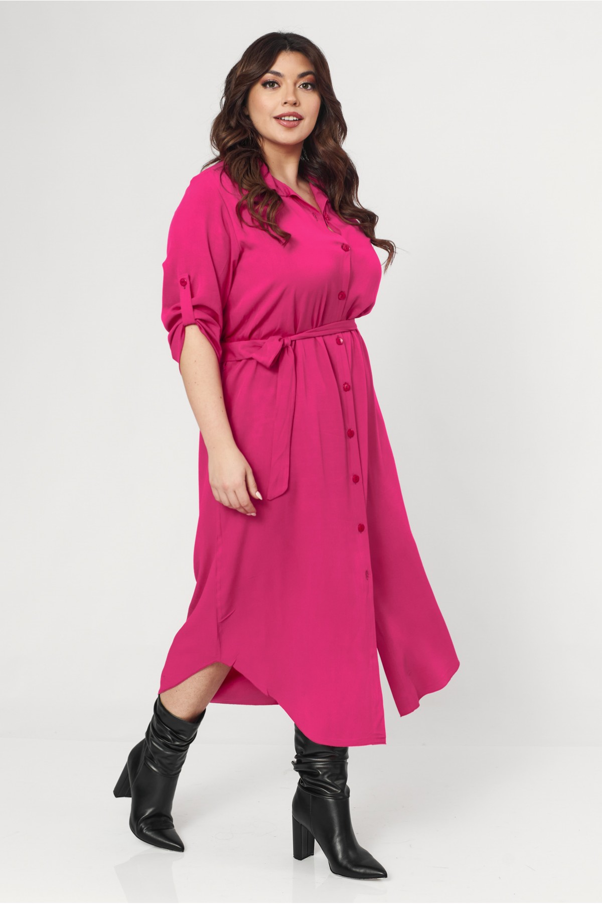 Shirt dress viscose fuchsia