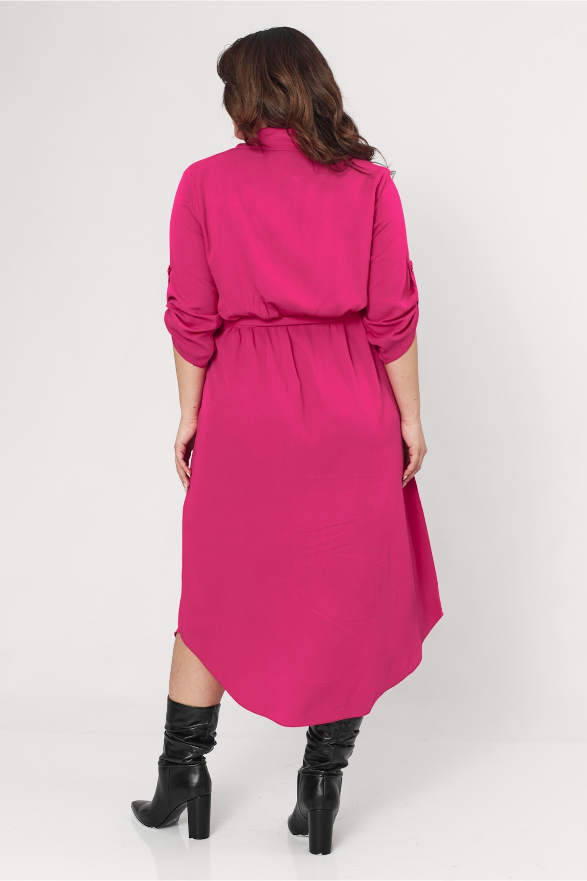 Shirt dress viscose fuchsia