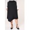 Skirt Maxi asymmetrical with front slit  in elastic Crepe Black