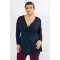 Bluse elastische Viskose mit Knoten blau