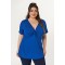 Blouse elastic viscose with knot and short sleeves royal blue