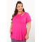 Bluse  Viskose mit geteilter Schulter kurze Ärmel  fuchsia pink