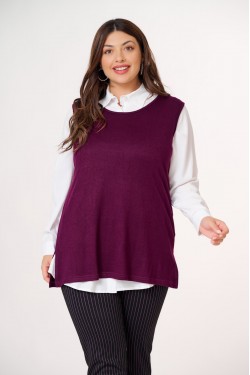 Knitted blouse  sleeveless Bordeaux