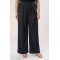  Pants wide elastic waist linen look Black