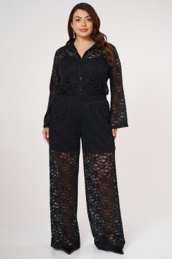 Wide Leg pants with sequins and lining Black