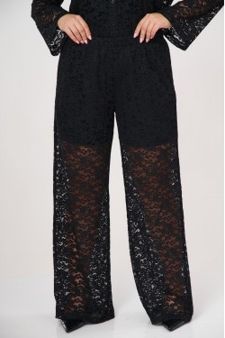 Wide Leg pants with sequins and lining Black