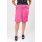 Bermuda shorts stretch cotton twill with pockets and turn up hems Fuchsia