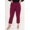 Pants in stretch crepe fabric with pockets and turn up hems Bordeaux