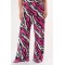 Wide leg Pants in elastic Viscose printed fuchsia