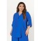 Blouse  V neck wrikled royal blue