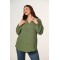 Shirt V-neck with zipper and long sleeve Khaki 