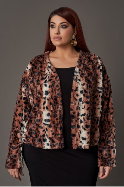 Jacket faux fur leopard